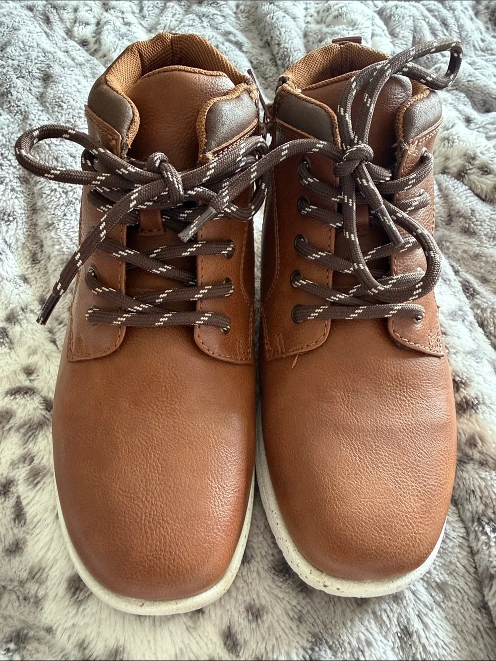 Boys Brown Casual Lace-Up Boots size 3